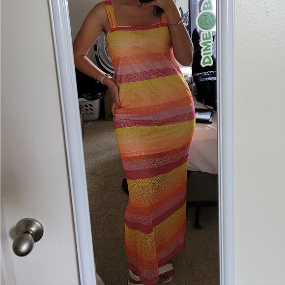 Show Me Your MuMu Harlowe Sunset Fiesta Stripes Maxi Dress L - Picture 6 of 6